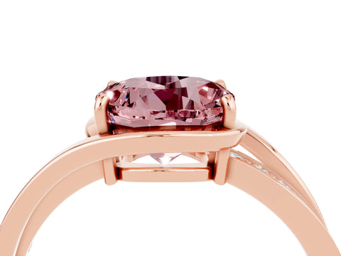 Rose gold Round Cut Morganite Solitaire Ring with Split Shank and Prong Setting_4