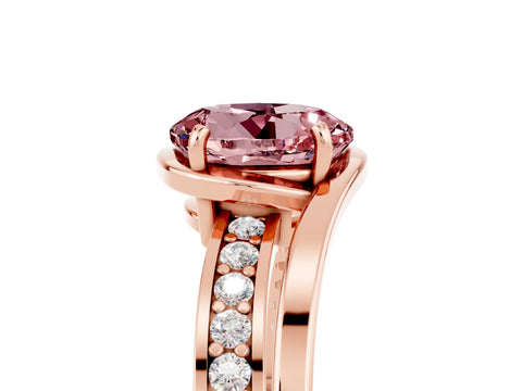 Rose gold Round Cut Morganite Solitaire Ring with Split Shank and Prong Setting_5