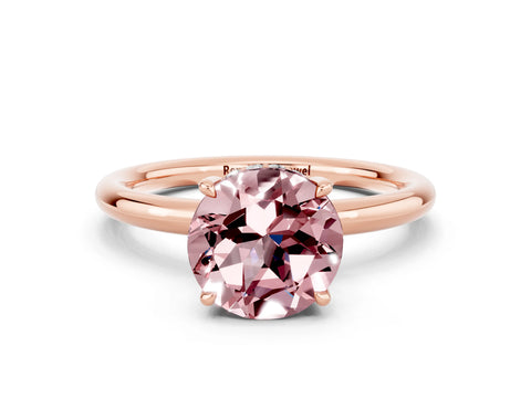 Rose gold Round Cut Morganite Solitaire Ring with Thin Band and Four-Prong Setting_12