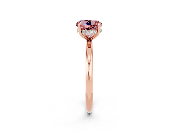 Rose gold Round Cut Morganite Solitaire Ring with Thin Band and Four-Prong Setting