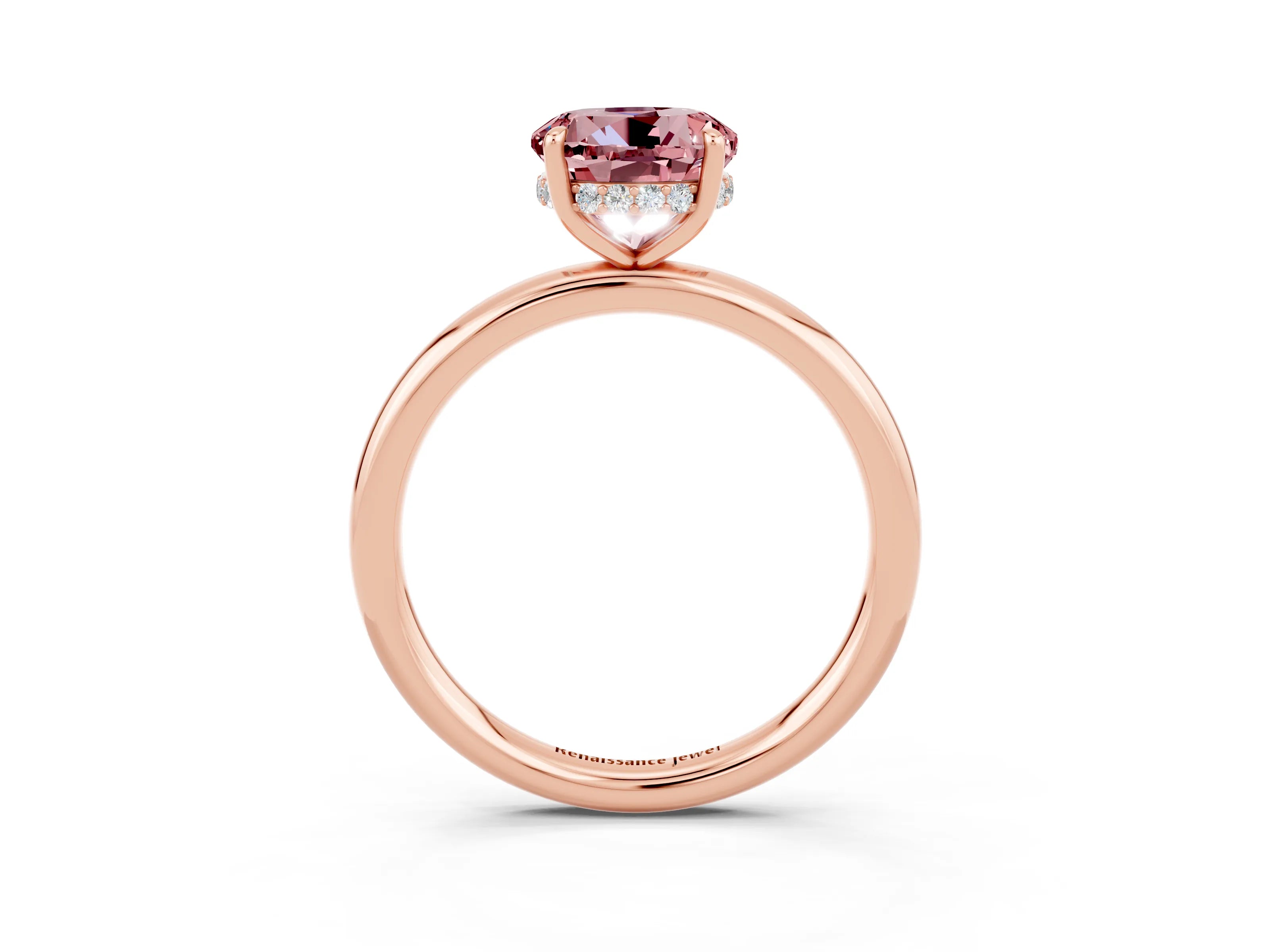 Rose gold Round Cut Morganite Solitaire Ring with Thin Band and Four-Prong Setting_15