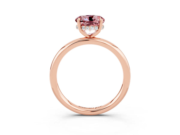 Rose gold Round Cut Morganite Solitaire Ring with Thin Band and Four-Prong Setting