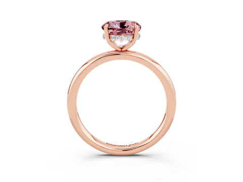 Rose gold Round Cut Morganite Solitaire Ring with Thin Band and Four-Prong Setting_15