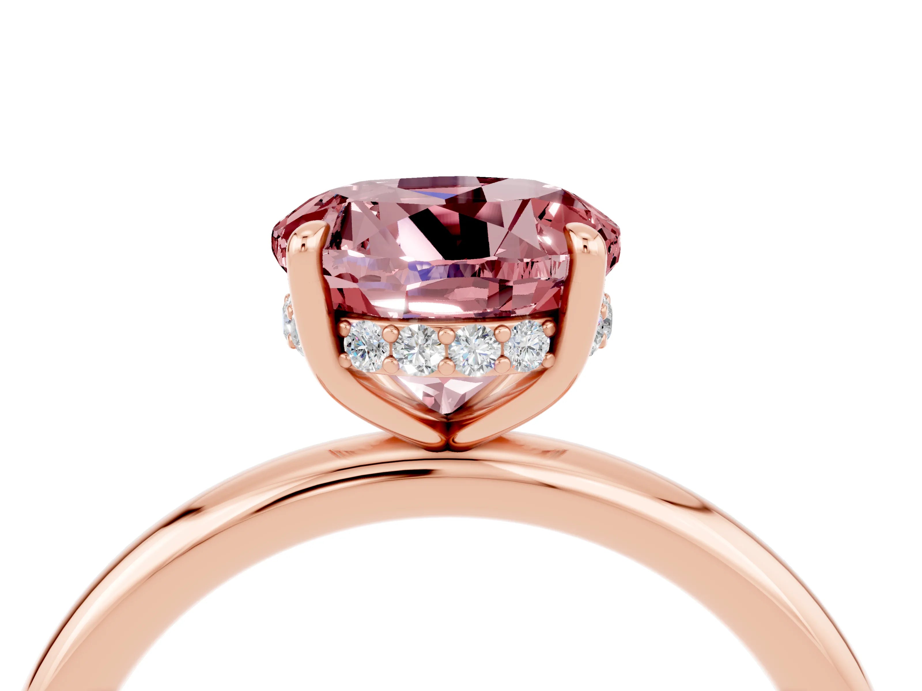 Rose gold Round Cut Morganite Solitaire Ring with Thin Band and Four-Prong Setting_16