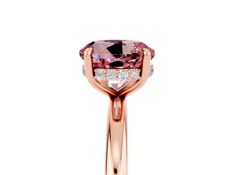 Rose gold Round Cut Morganite Solitaire Ring with Thin Band and Four-Prong Setting_17