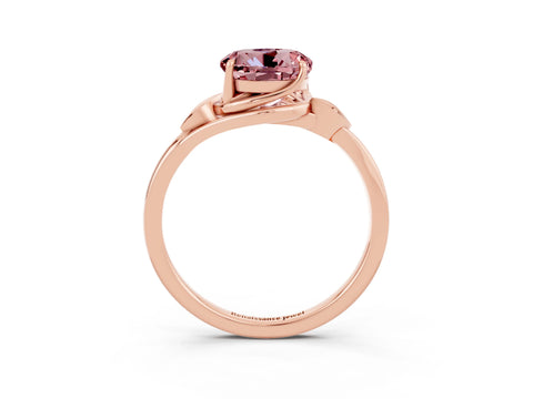 Rose gold Round Cut Morganite Solitaire Ring with Twist Band and Four-Prong Setting_27
