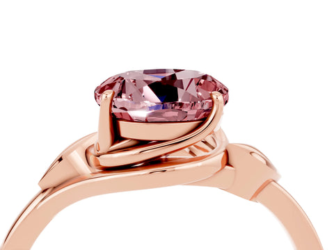 Rose gold Round Cut Morganite Solitaire Ring with Twist Band and Four-Prong Setting_28