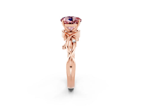 Rose gold Round Cut Morganite Solitaire Ring with Twisted Band and Prong Setting_2
