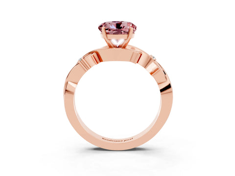 Rose gold Round Cut Morganite Solitaire Ring with Twisted Band and Prong Setting_3