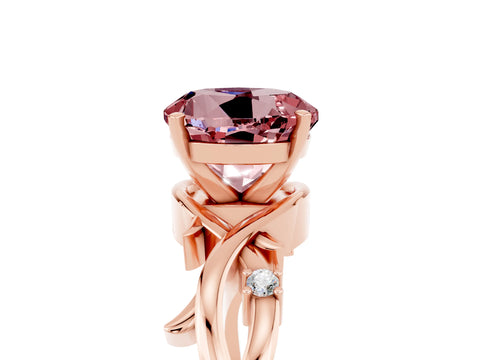 Rose gold Round Cut Morganite Solitaire Ring with Twisted Band and Prong Setting_5