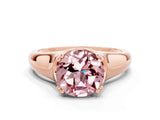 Rose gold Round Cut Morganite Solitaire Ring with Wide Band and Prong Setting