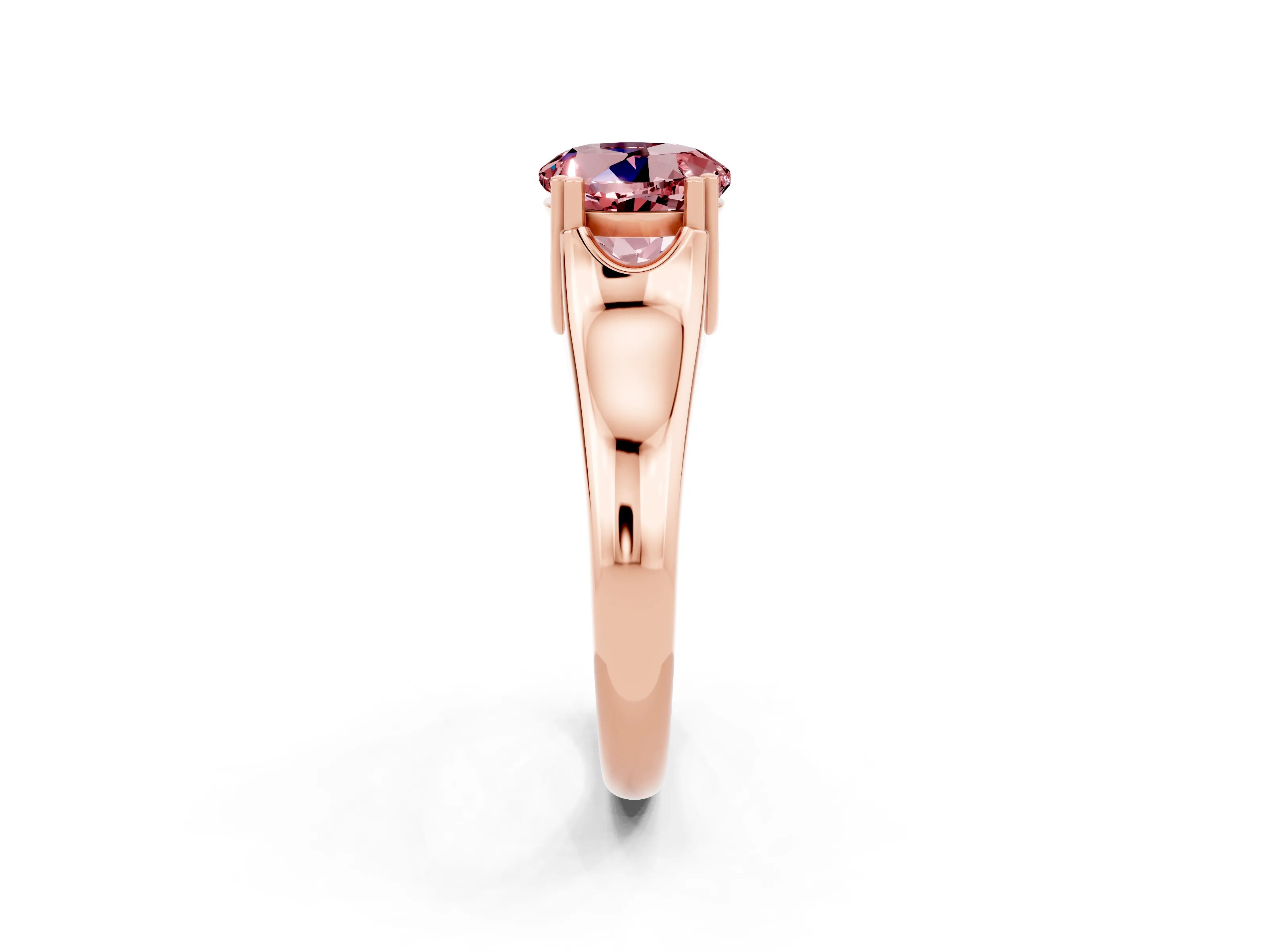 Rose gold Round Cut Morganite Solitaire Ring with Wide Band and Prong Setting_2