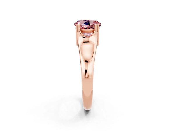 Rose gold Round Cut Morganite Solitaire Ring with Wide Band and Prong Setting