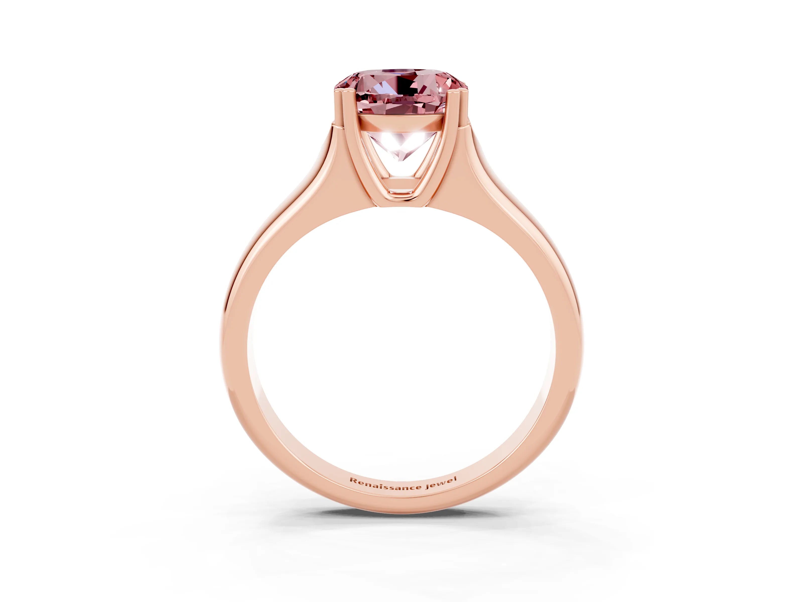 Rose gold Round Cut Morganite Solitaire Ring with Wide Band and Prong Setting_3
