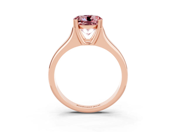 Rose gold Round Cut Morganite Solitaire Ring with Wide Band and Prong Setting