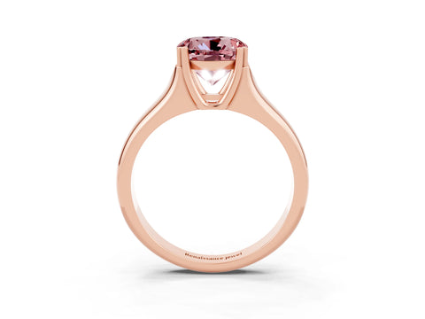 Rose gold Round Cut Morganite Solitaire Ring with Wide Band and Prong Setting_3