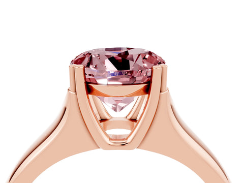 Rose gold Round Cut Morganite Solitaire Ring with Wide Band and Prong Setting_4