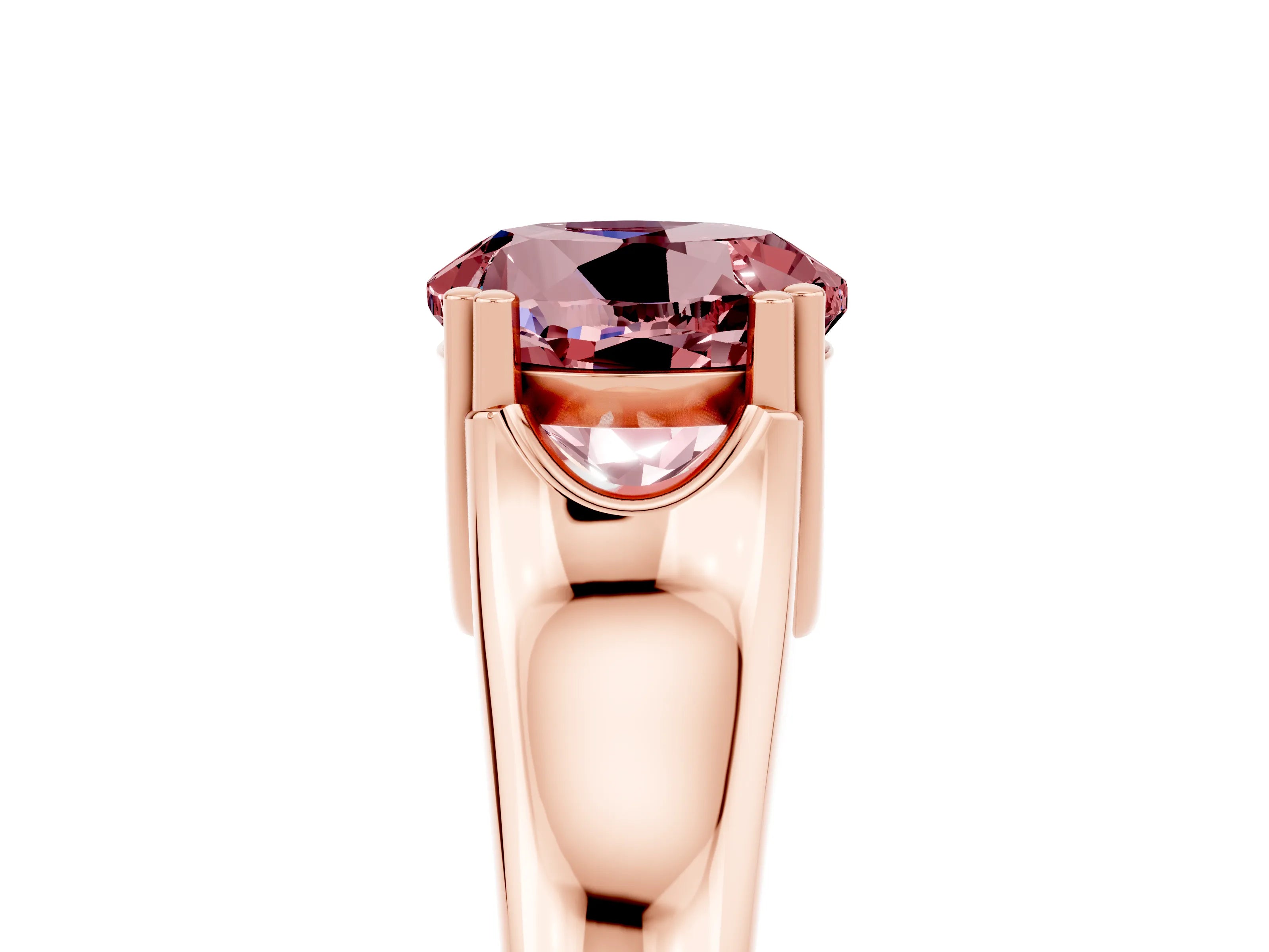 Rose gold Round Cut Morganite Solitaire Ring with Wide Band and Prong Setting_5