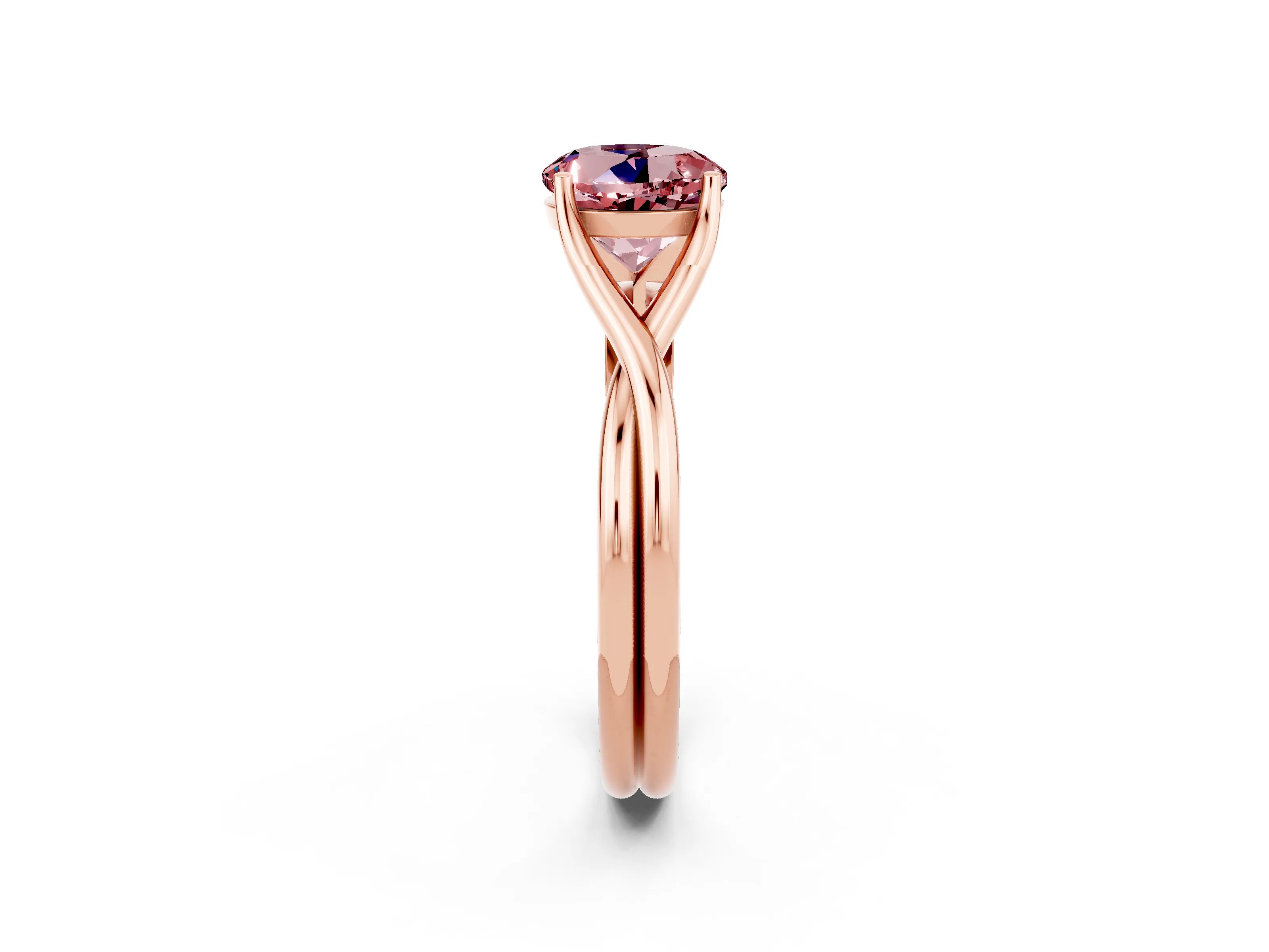 Rose gold Round Cut Morganite Solitaire Twist Band Prong Setting Ring_38
