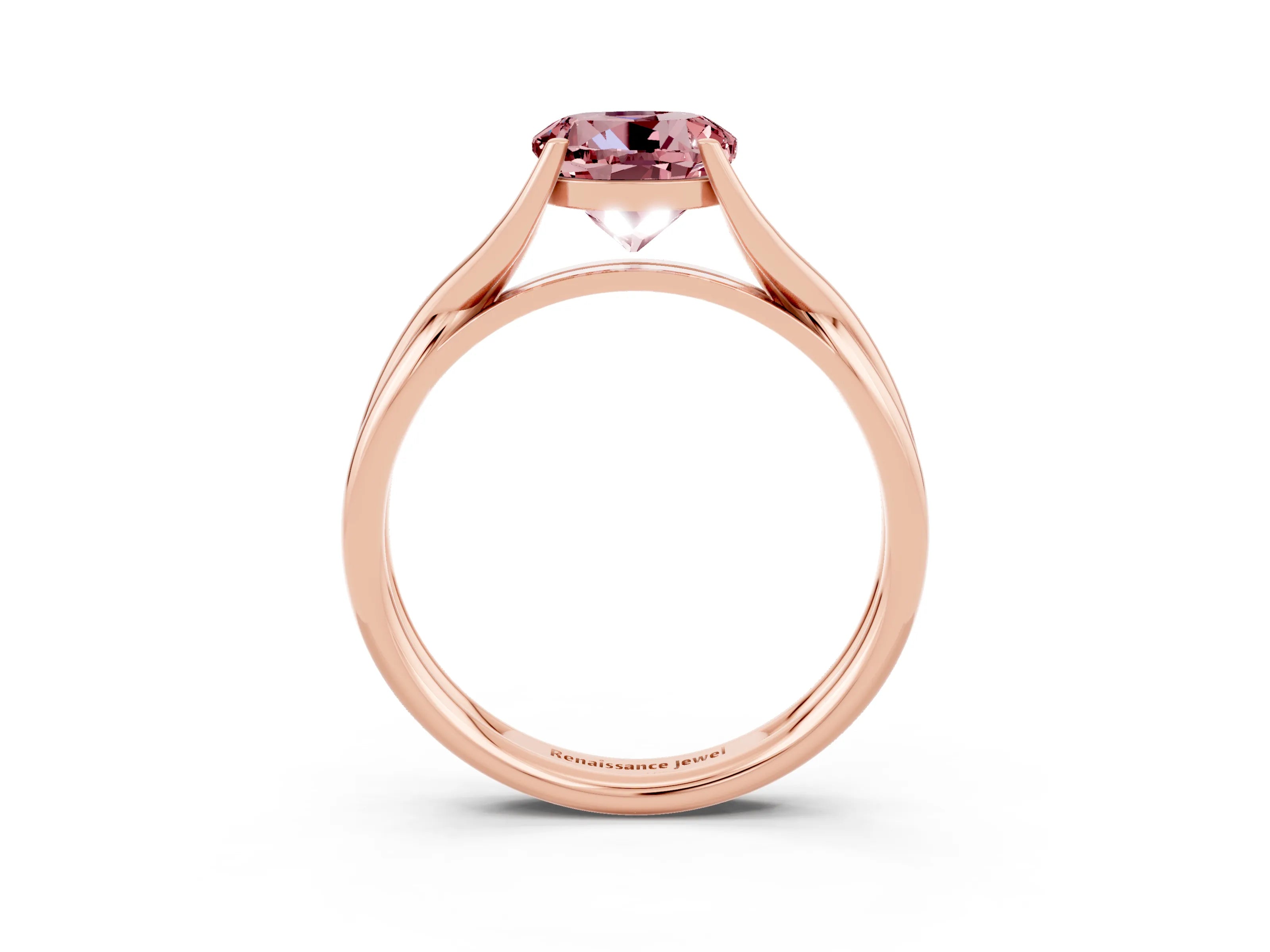Rose gold Round Cut Morganite Solitaire Twist Band Prong Setting Ring_39