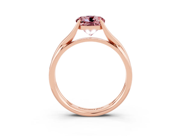 Rose gold Round Cut Morganite Solitaire Twist Band Prong Setting Ring