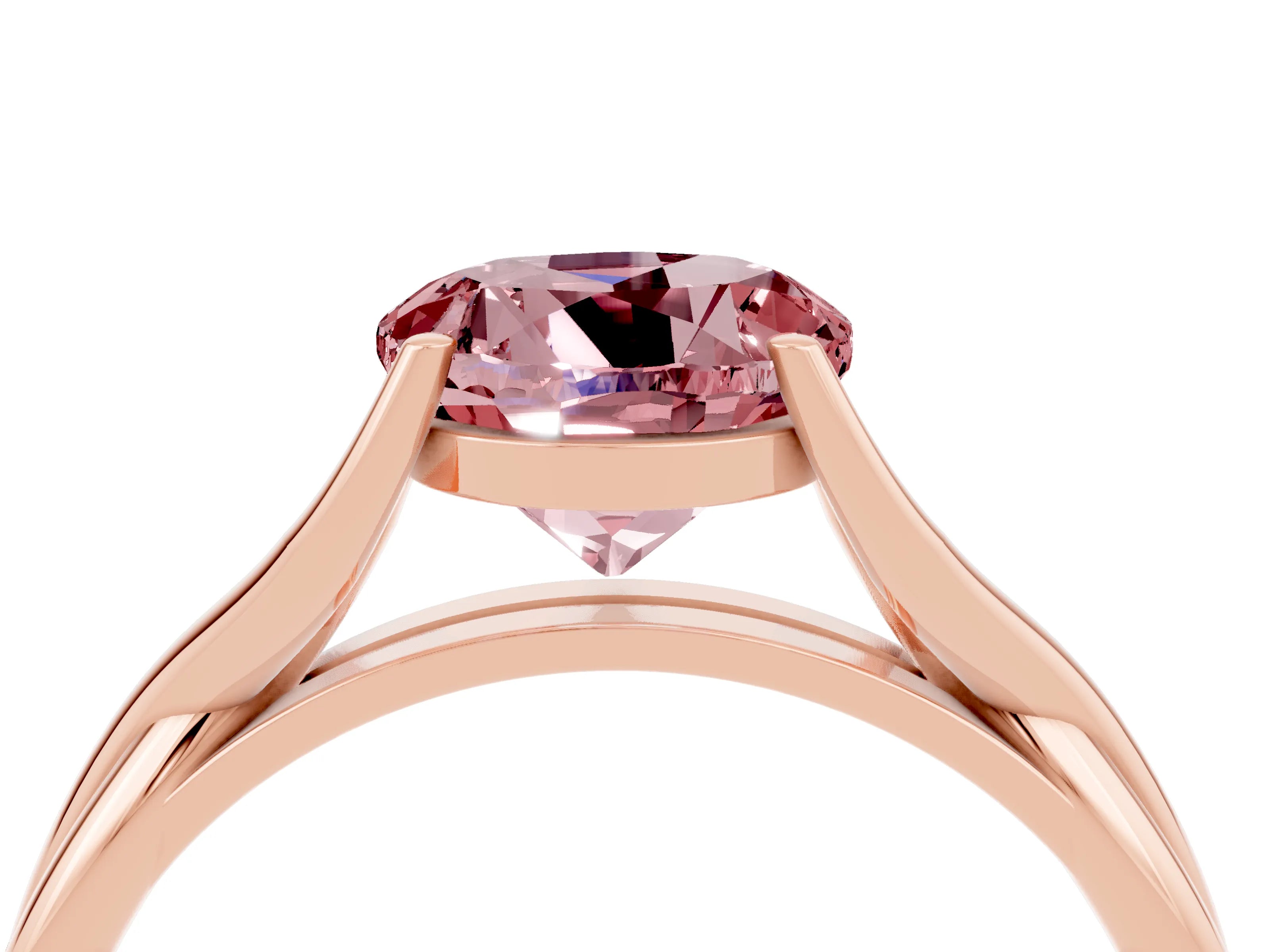 Rose gold Round Cut Morganite Solitaire Twist Band Prong Setting Ring_40