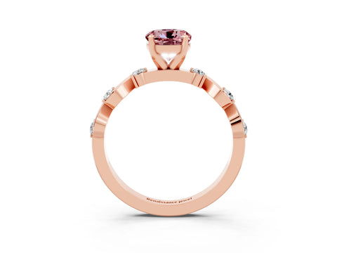 Rose gold Round Cut Morganite Solitaire Twisted Band with Round  Accents and Prong Setting_15