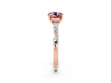 Rose gold Round Cut Morganite Solitaire with Side Baguettes and Channel Set Band_2