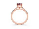 Rose gold Round Cut Morganite Solitaire with Side Baguettes and Channel Set Band_3