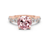 Rose gold Round Cut Morganite Solitaire with Side Stones, Pave Band, Four-Prong Setting_36