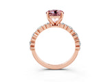 Rose gold Round Cut Morganite Solitaire with Side Stones, Pave Band, Four-Prong Setting_39