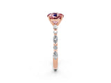 Rose gold Round Cut Morganite Solitaire with Side Stones on a Pavé Band and Four-Prong Setting_2