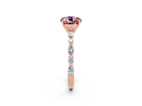 Rose gold Round Cut Morganite Solitaire with Side Stones on a Pavé Band and Four-Prong Setting_2