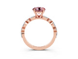 Rose gold Round Cut Morganite Solitaire with Side Stones on a Pavé Band and Four-Prong Setting_3