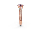 Rose gold Round Cut Morganite Split Shank Engagement Ring with Pavé Band_2