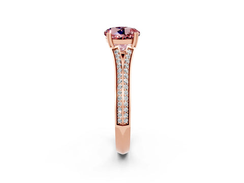 Rose gold Round Cut Morganite Split Shank Engagement Ring with Pavé Band_2