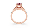 Rose gold Round Cut Morganite Split Shank Engagement Ring with Pavé Band_3