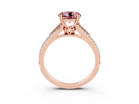 Rose gold Round Cut Morganite Split Shank Engagement Ring with Pavé Band_3