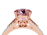 Rose gold Round Cut Morganite Split Shank Engagement Ring with Pavé Band_4