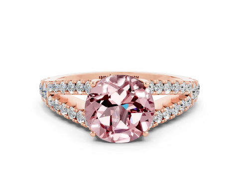 Rose gold Round Cut Morganite Split Shank Pavé Engagement Ring with Four-Prong Setting_12