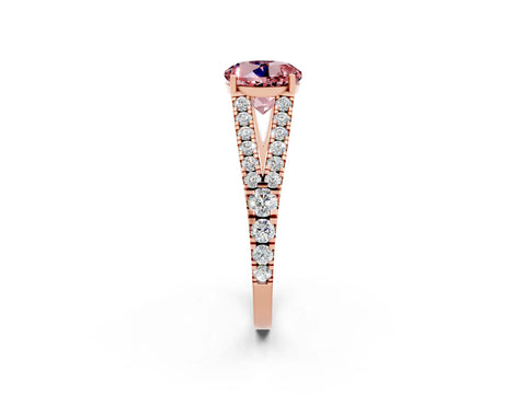 Rose gold Round Cut Morganite Split Shank Pavé Engagement Ring with Four-Prong Setting_14