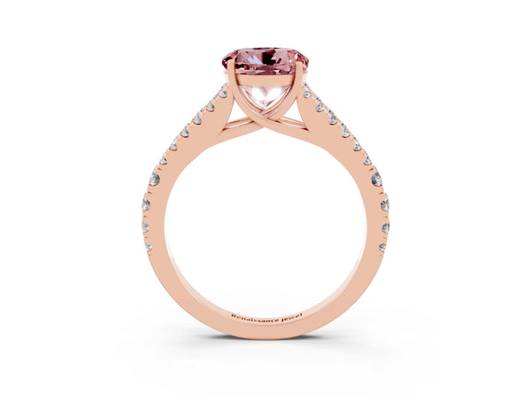 Rose gold Round Cut Morganite Split Shank Pavé Engagement Ring with Four-Prong Setting
