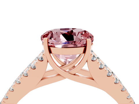 Rose gold Round Cut Morganite Split Shank Pavé Engagement Ring with Four-Prong Setting_16
