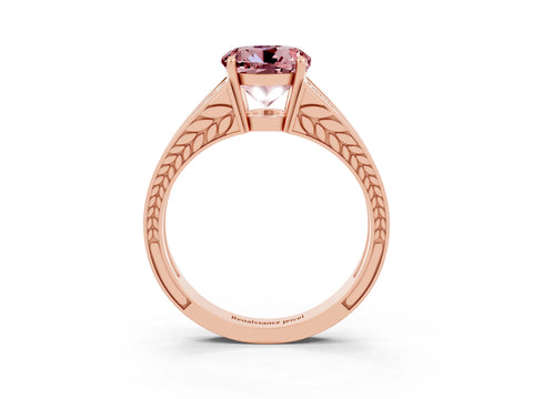 Rose gold Round Cut Morganite Split Shank Ring with Pavé Band and Four-Prong Setting_3
