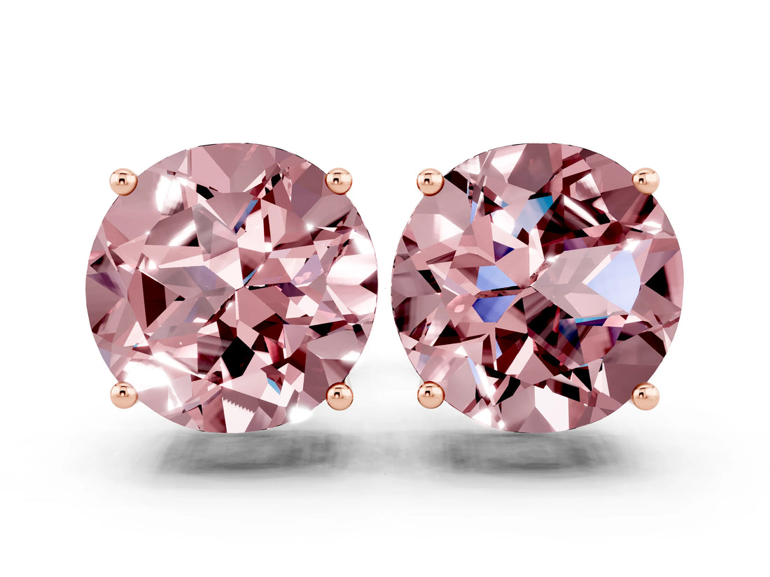 10K Rose Gold 1.05 Carat Round Morganite Stud Earrings