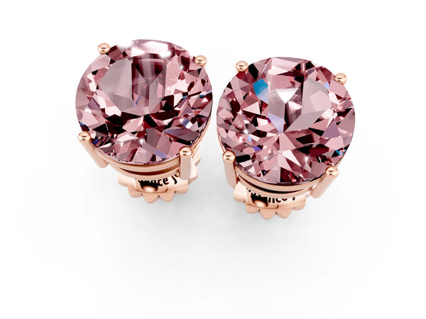 Rose gold Round Cut Morganite Stud Earrings