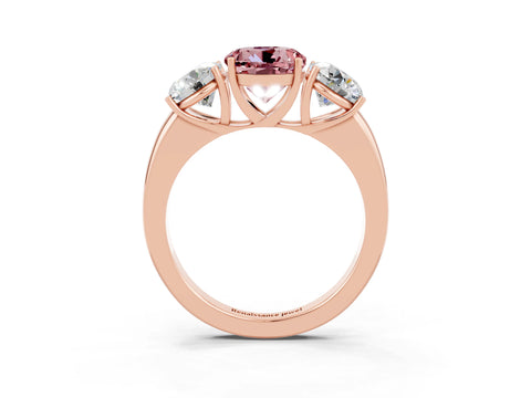 Rose gold Round Cut Morganite Three-Stone Ring with Four-Prong Setting and Classic Band_3