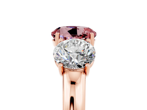 Rose gold Round Cut Morganite Three-Stone Ring with Four-Prong Setting and Classic Band_5
