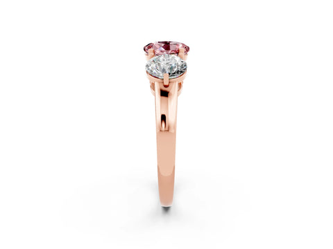 Rose gold Round Cut Morganite Three-Stone Ring with Prong Setting and Classic Band_2
