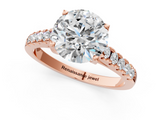Rose gold Round Cut Pavé Band Solitaire Ring with Four-Prong Setting_166